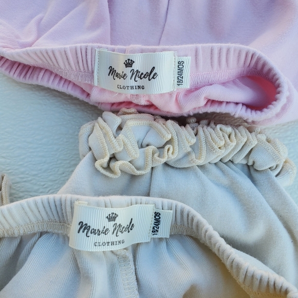 Marie Nicole 2 Piece Ruffle Hem Shorts Bundle Pink|Tan Girls 18-24 Months - Picture 3 of 4